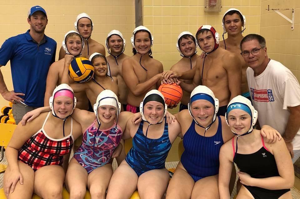 Water polo squad in team photo with Pittsburgh Combined